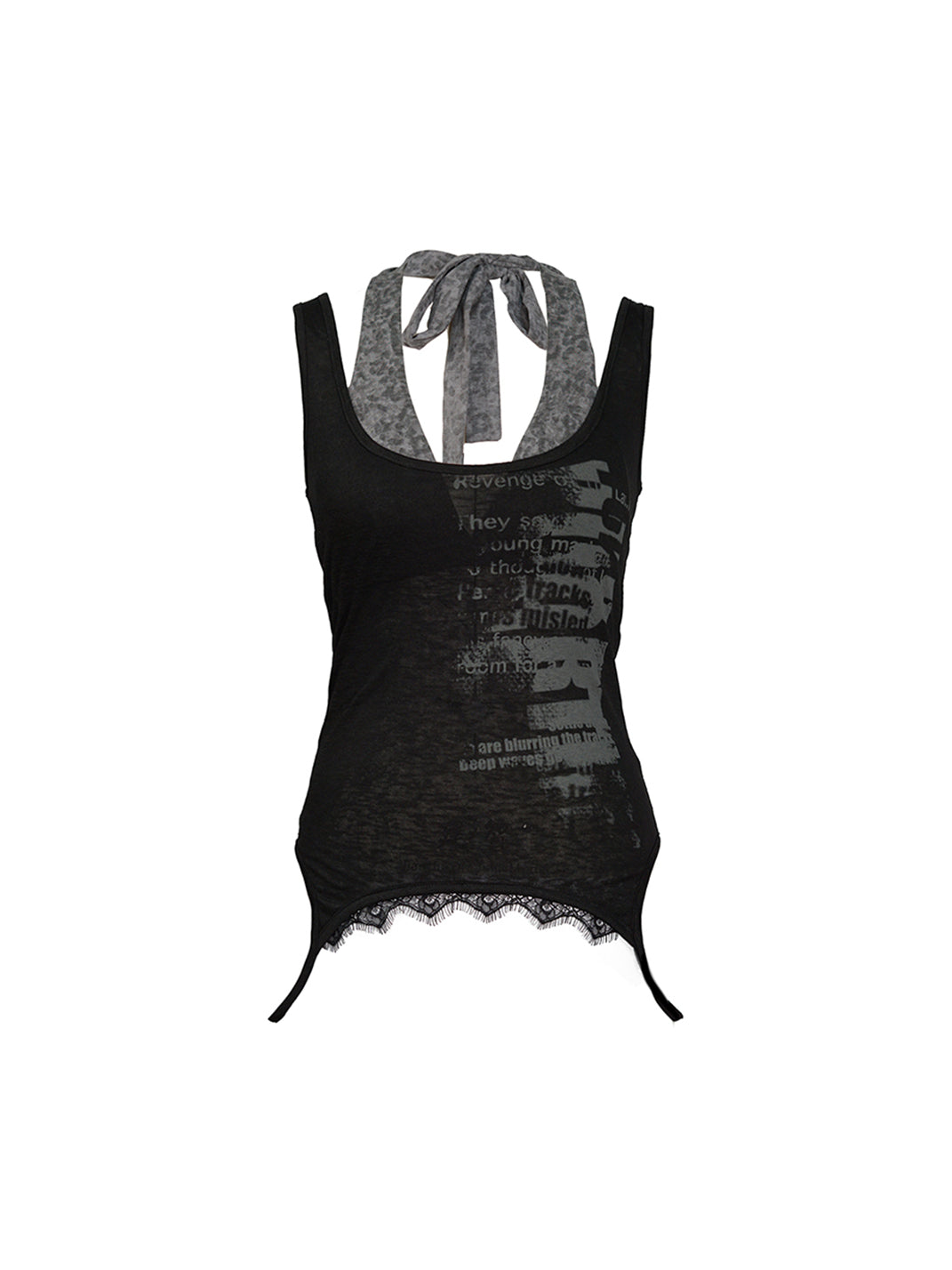 CestNous|Layered Halter Neck Printed Tank Top-Black - PSYLOS 1, CestNous|Layered Halter Neck Printed Tank Top-Black, Tank Top, CestNous, PSYLOS 1